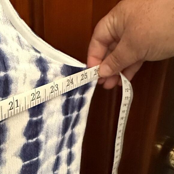 Nina Leonard Maxi Dress 3X Plus Size Blue White Tie Dye Sleeveless Lined EUC - Picture 4 of 5